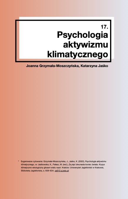 17. Psychologia aktywizmu klimatycznego – Joanna Grzymała-Moszczyńska, Katarzyna Jaśko